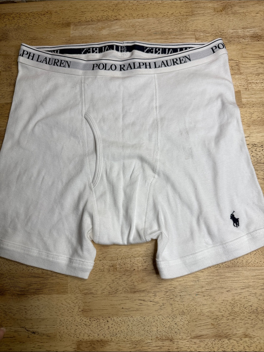 Polo by Ralph Lauren White Boxer Briefs with Navy Logo Waistband
